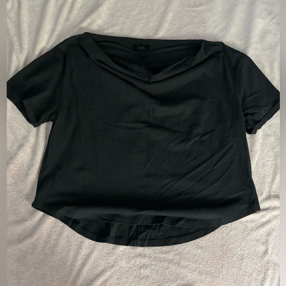 Nuuds Black Short Sleeve Women's Top - off-the shoulder